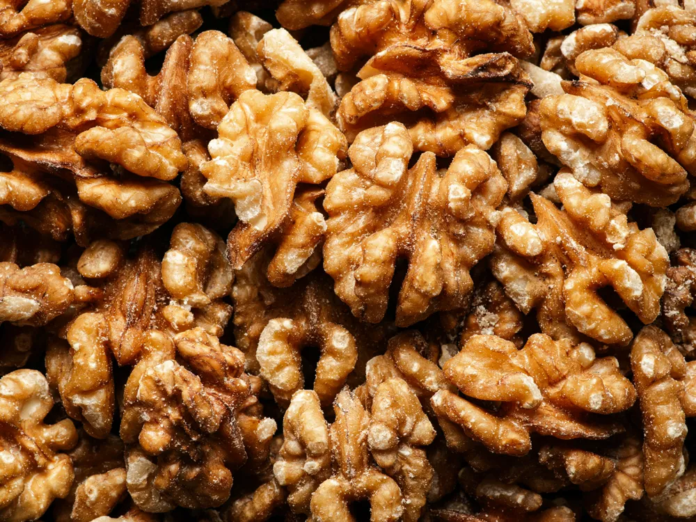 Peeled walnuts.