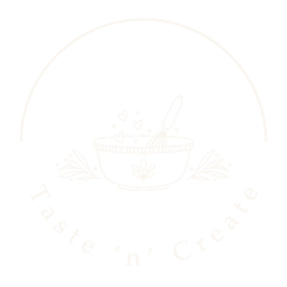 Taste 'n' Create logo, light colour